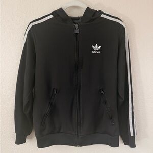 VTG 90s Adidas Black Track Jacket with White Stripes